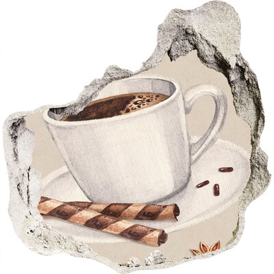 3D wandsticker gat in de muur Koffie met koekjes