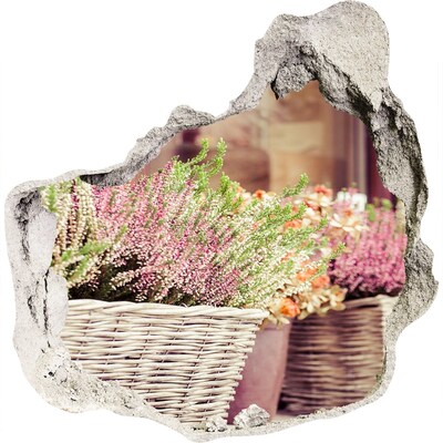 Zelfklevende muursticker 3D gat Een bloemenhoekje in de tuin