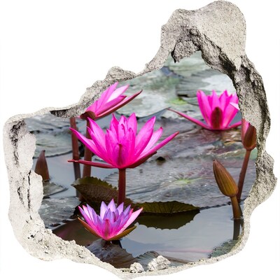 Zelfklevende muursticker 3D gat Waterbloemen in de vijver