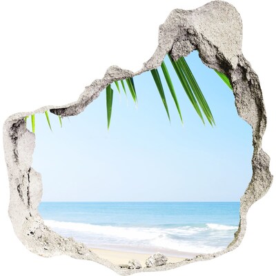 Zelfklevende muursticker 3D gat Tropisch paradijs aan zee