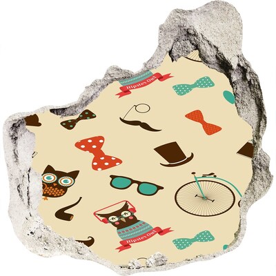 3D wandsticker gat in de muur Stijlvolle patronen en accessoires