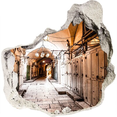Zelfklevende muursticker 3D gat De charme van de oude bazaar