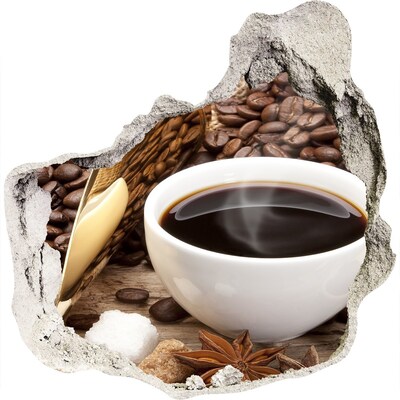 3D wandsticker gat in de muur Koffie midden in de natuur