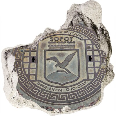 Zelfklevende muursticker 3D gat Sopot – Gemeentelijk riooldeksel