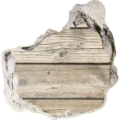 3D wandsticker gat in de muur Een houten plank in een gat in de muur