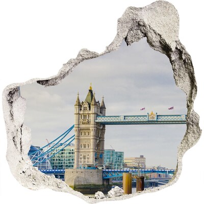 3D wandsticker gat in de muur De Tower of London gezien door een gat in de muur.