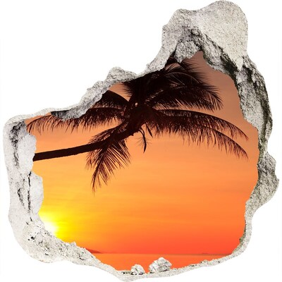 3D wandsticker gat in de muur Zonsondergang op een tropisch strand