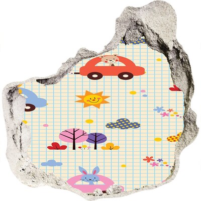 3D wandsticker gat in de muur Een kinderwereld vol vreugde