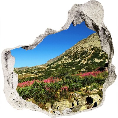 3D muursticker effect gat in de muur Berglandschap in een gat in de muur