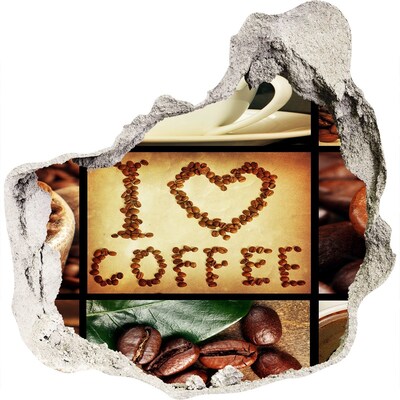 3D wandsticker gat in de muur Koffie in het hart