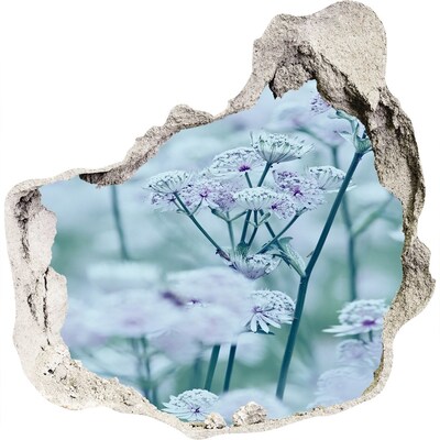 3D wandsticker gat in de muur Bloemen tussen de ingestorte muur