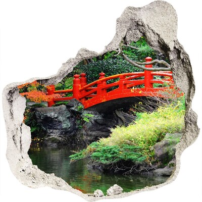 Zelfklevende muursticker 3D gat Japanse brug in de tuin