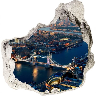 3D wandsticker gat in de muur Tower Bridge in Londen