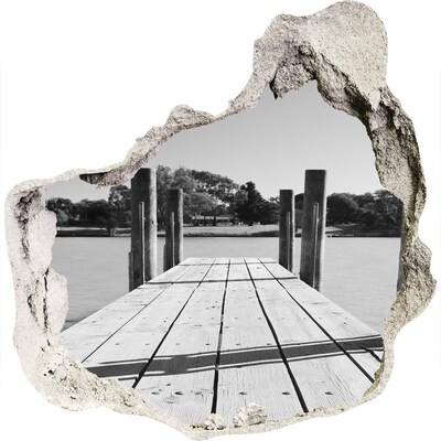 Zelfklevende muursticker 3D gat Steiger aan het meer
