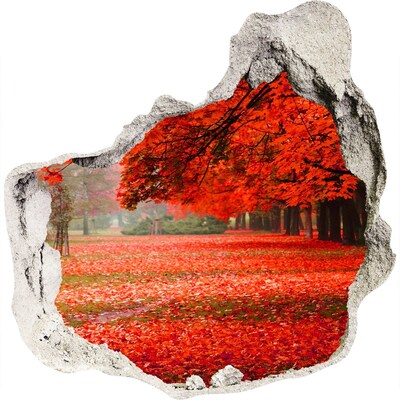 3D wandsticker gat in de muur De herfst in het park
