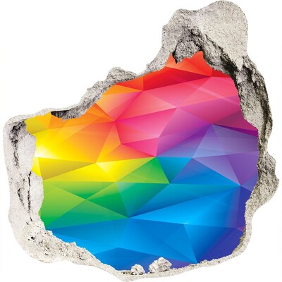Zelfklevende muursticker 3D gat Een kleurrijke regenboog in de muur