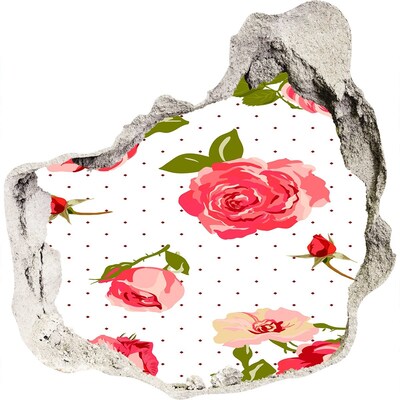 3D muursticker effect gat in de muur Bloemenmuur achter het gat