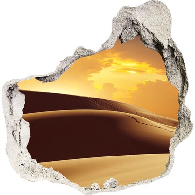 3D wandsticker gat in de muur Woestijnlandschap bij zonsondergang