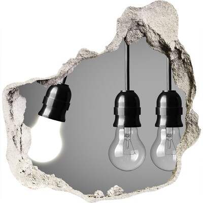 3D wandsticker gat in de muur Kapotte muur met hangende lampen
