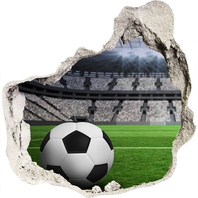 3D wandsticker gat in de muur Voetbalstadion met een bal