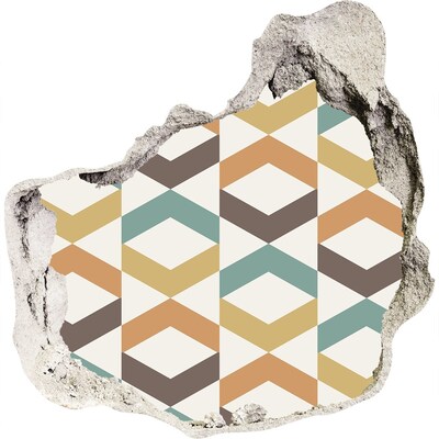 3D muursticker effect gat in de muur Geometrische patronen op de muur
