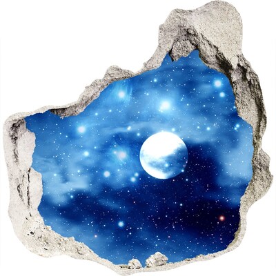 3D wandsticker gat in de muur Kosmische ruimte