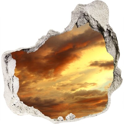 3D muursticker effect gat in de muur Zonsondergang door een gat in de muur
