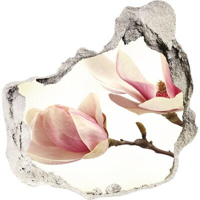 Zelfklevende muursticker 3D gat Magnoliabloem in beton