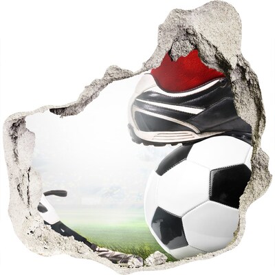 3D muursticker effect gat in de muur Voetbalpassie tot ver buiten de muren
