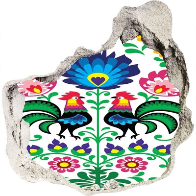 3D muursticker effect gat in de muur Bloemfolklore met cantharellen