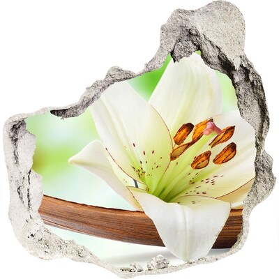 3D wandsticker gat in de muur Een bloemenparadijs in beton.
