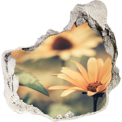 Zelfklevende muursticker 3D gat Bloemen in een verwoeste muur
