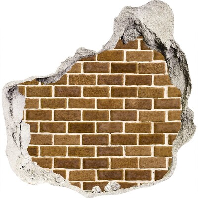 3D muursticker effect gat in de muur Beschadigde bakstenen muur