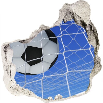 3D muursticker effect gat in de muur Een doelpunt in het voetbal