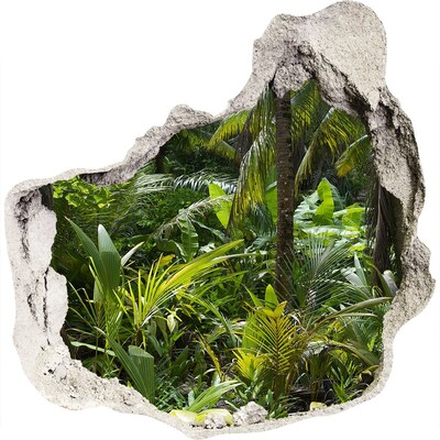 3D muursticker effect gat in de muur Tropische jungle achter de muur