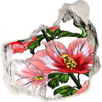 3D wandsticker gat in de muur Bloemen in een gat in de muur