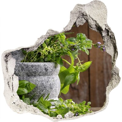 3D muursticker effect gat in de muur Een groene tuin in een betonnen gat
