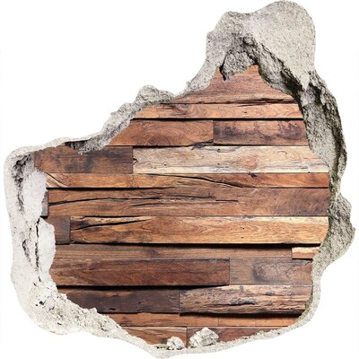 3D muursticker effect gat in de muur Houten wand in een gat