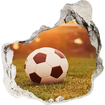 Zelfklevende muursticker 3D gat Voetbal op het veld