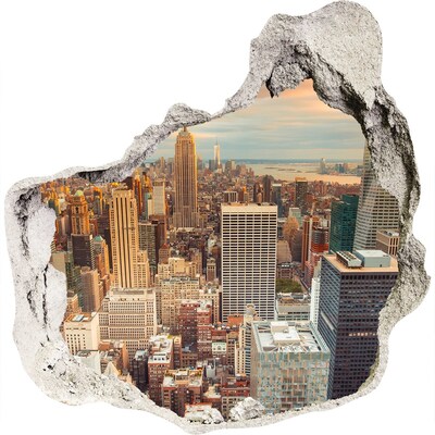3D wandsticker gat in de muur Uitzicht op New York
