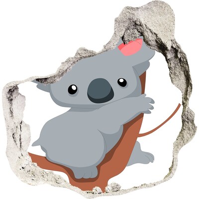 3D muursticker effect gat in de muur Koala in een gat in de muur