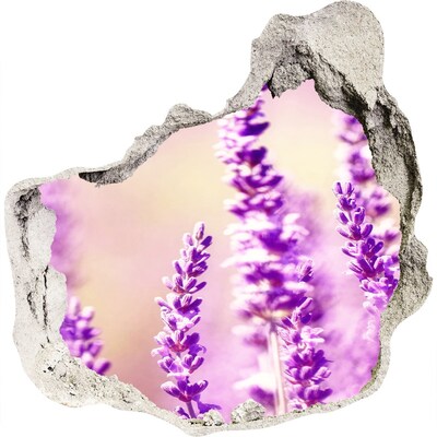 3D wandsticker gat in de muur Lavendelbloemen in een gebroken muur