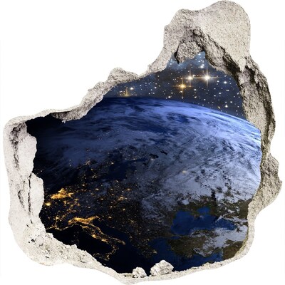 Zelfklevende muursticker 3D gat Kosmisch perspectief op de aarde