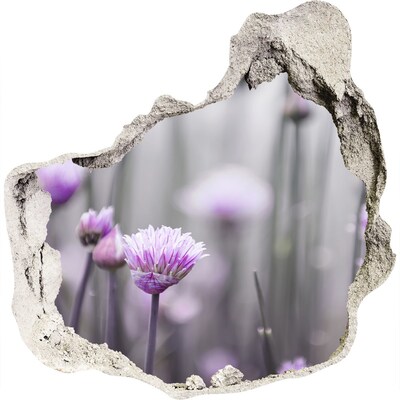 3D wandsticker gat in de muur Een bloemenparadijs achter de muur.