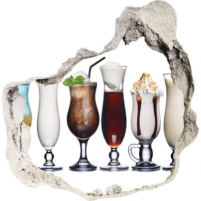 Zelfklevende muursticker 3D gat Een verborgen cocktailparadijs