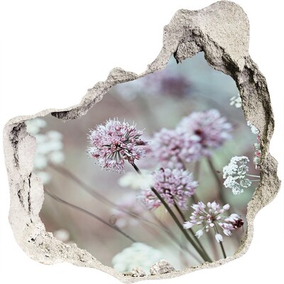 Zelfklevende muursticker 3D gat Bloemen in een betonnen gat