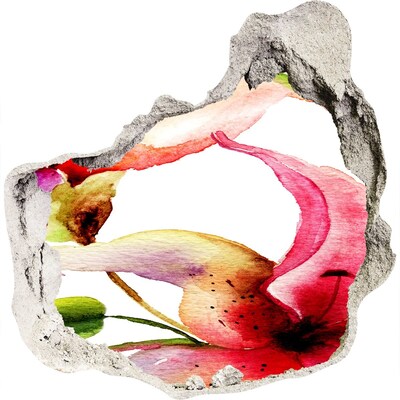 3D wandsticker gat in de muur Een explosie van kleuren in de bloemenpracht