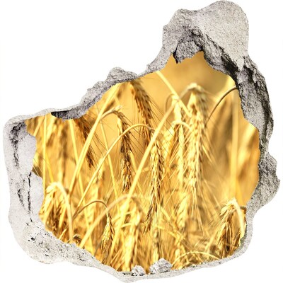 Zelfklevende muursticker 3D gat Gouden graankorrels in de zon
