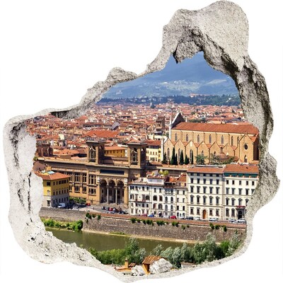 Zelfklevende muursticker 3D gat Uitzicht op Florence