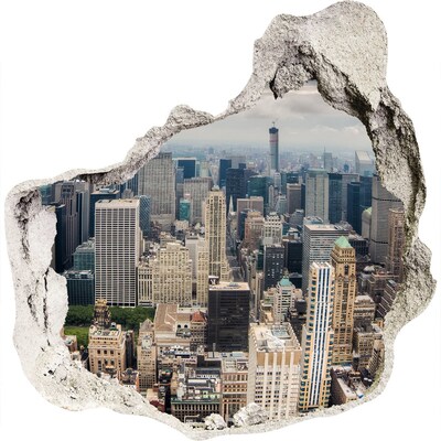 3D muursticker effect gat in de muur Uitzicht op New York